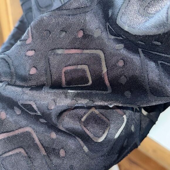 Vintage 80’s 90’s Geometric Sheer Black Oversized Button Down Shirt Size 1X - Picture 3 of 16